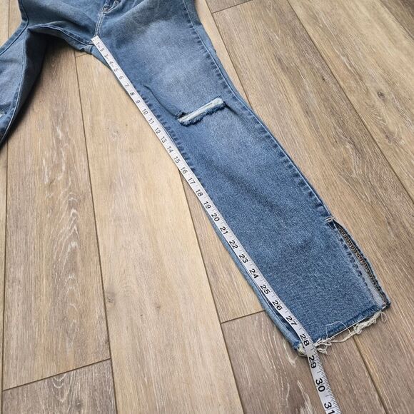 Hidden Los Angeles Blue Jeans Super High Waisted Skinny Frayed Hem Side Slit 27 - Picture 7 of 12